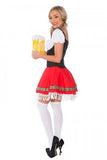 Premium Oktoberfest Red Lederhosen Beer Dirndl Couple Costumes