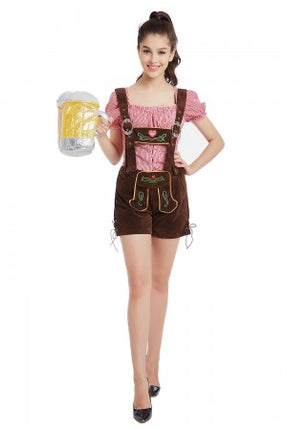 Premium Oktoberfest Red Lederhosen Couple Costumes