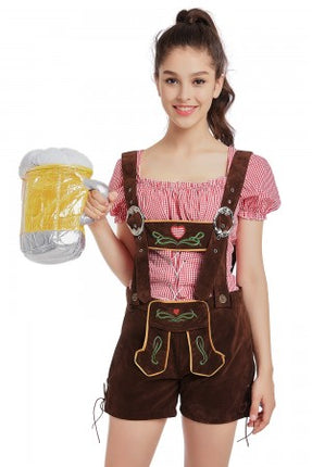Premium Oktoberfest Red Lederhosen Couple Costumes