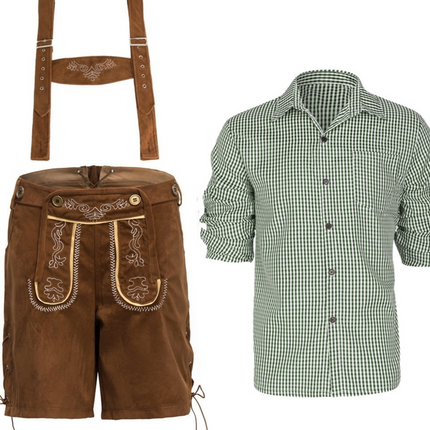 The Klaus: Mens Brown Green Lederhosen Oktoberfest Costume