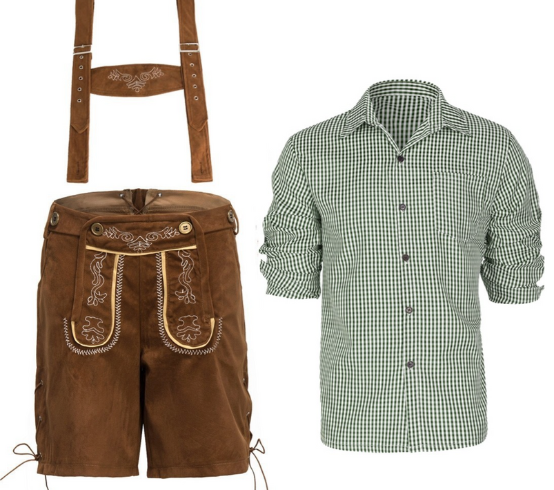 The Klaus: Mens Brown Green Lederhosen Oktoberfest Costume