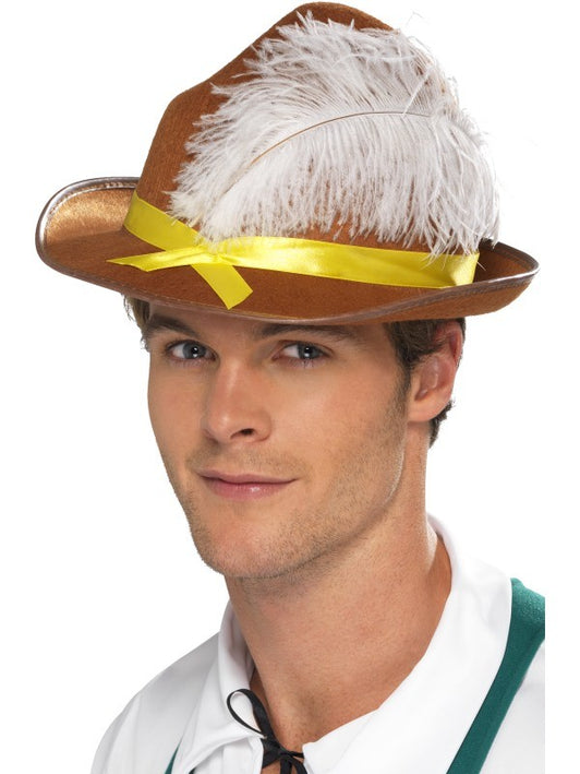 Premium Brown Bavarian Hat with Feather