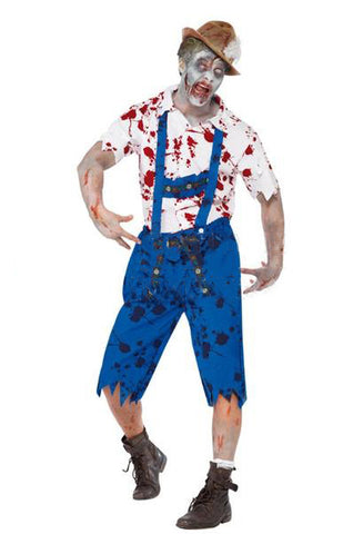 Premium Mens Lederhosen Oktoberfest embroidery Halloween Zombie Costume