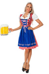 Premium Ladies Blue Oktoberfest Beer Maid Wench German Bavarian Heidi Fancy Dress Costume