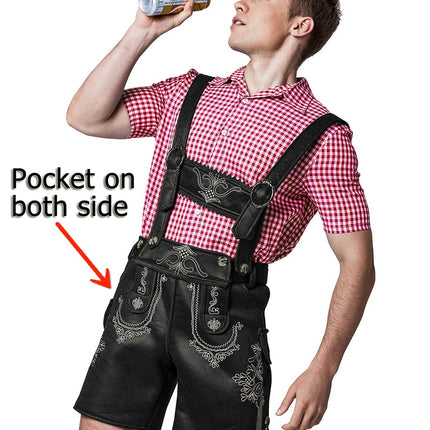 The Hans (Black) Premium Mens Black Lederhosen Oktoberfest Leather Costume