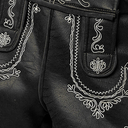 The Hans (Black) Premium Mens Black Lederhosen Oktoberfest Leather Costume
