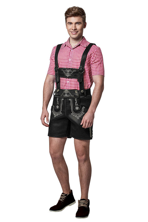 The Hans (Black) Premium Mens Black Lederhosen Oktoberfest Leather Costume