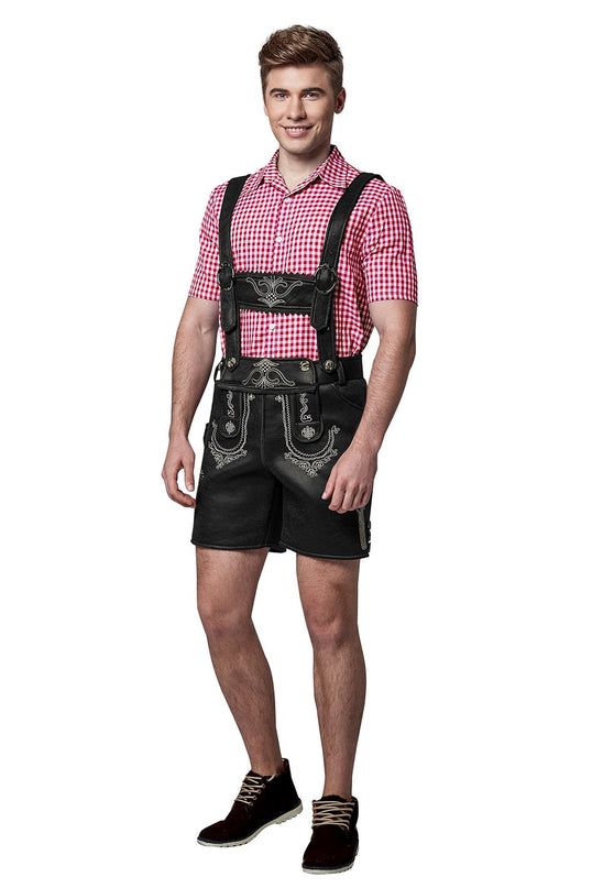 The Hans (Black) Premium Mens Black Lederhosen Oktoberfest Leather Costume