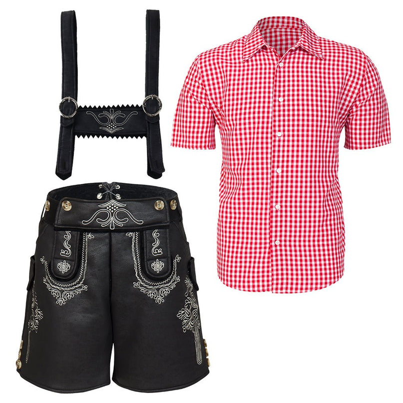 The Hans (Black) Premium Mens Black Lederhosen Oktoberfest Leather Costume