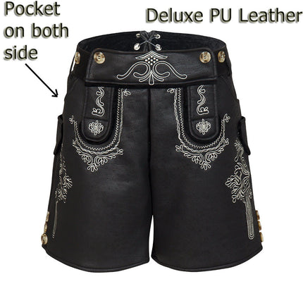 The Hans (Black) Premium Mens Black Lederhosen Oktoberfest Leather Costume