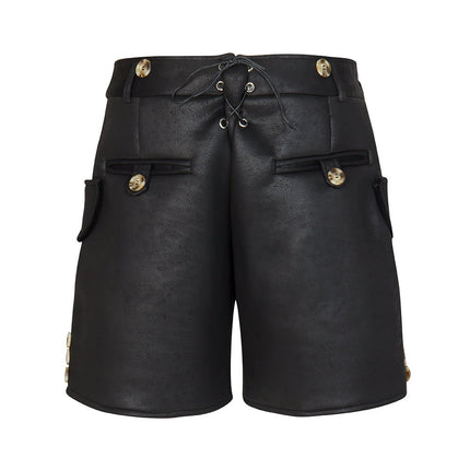 The Hans (Black) Premium Mens Black Lederhosen Oktoberfest Leather Costume
