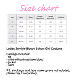 Premium Bloody Zombie School Girl Dress for Women's Halloween