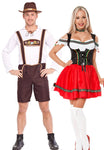 Premium Couple Red Oktoberfest Heidi Beer German Lederhosen Costume