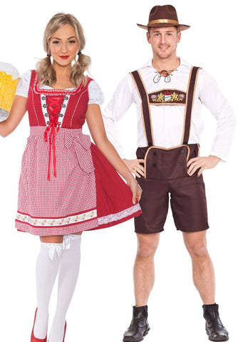 PREMIUM Couple Oktoberfest Wench Beer Maid German Lederhosen Costume