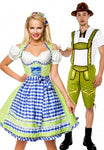 Premium Oktorberfest Green Lederhosen Dirndl Maid Couple Costumes