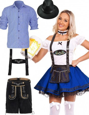 Oktoberfest Blue German Matching Couple Costumes