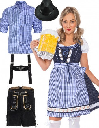 Oktoberfest Alpine Beer Maid Vintage Couple Costume