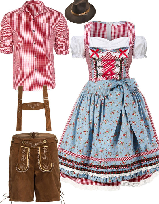 Oktoberfest Couple Lederhosen & Dirndl Costumes