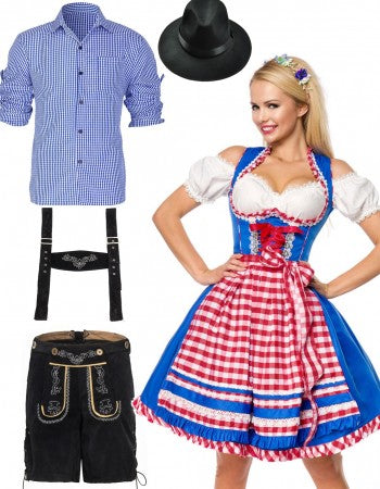 Oktoberfest Blue German Couple Costumes
