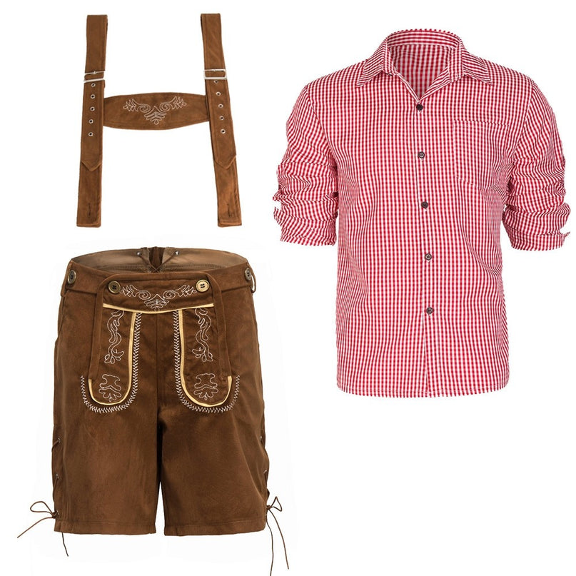 The Hans (Brown): Mens Brown Lederhosen Oktoberfest Costume