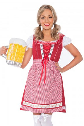 Matching Oktoberfest Red Lederhosen Couple Costumes