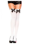 Tight High Stockings White With Black Bow