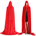 Premium Adult Red Hooded Cape Wizard Costume made of velvet